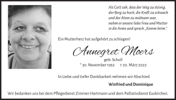 Anzeige von Annegret Moers von  Blickpunkt Euskirchen 