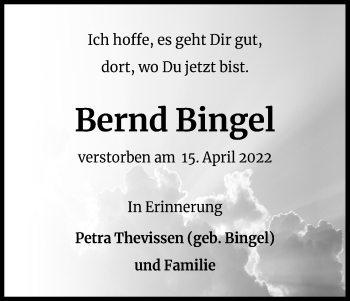 Anzeige von Bernd Bingel von Kölner Stadt-Anzeiger / Kölnische Rundschau / Express