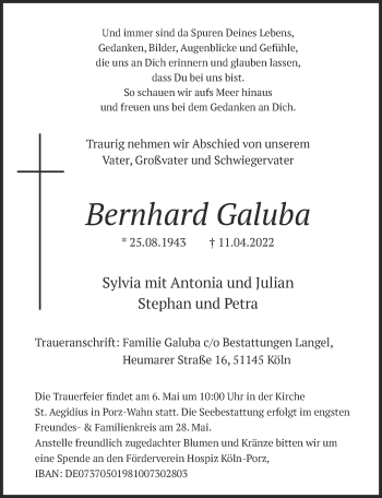 Anzeige von Bernhard Galuba von  EXPRESS - Die Woche 