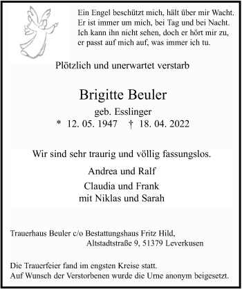 Anzeige von Brigitte Beuler von  Lokale Informationen 