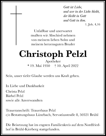 Anzeige von Christoph Pelzl von Kölner Stadt-Anzeiger / Kölnische Rundschau / Express