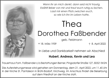Anzeige von Dorothea Faßbender von  Schlossbote/Werbekurier 