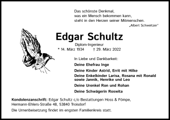 Anzeige von Edgar Schultz von Kölner Stadt-Anzeiger / Kölnische Rundschau / Express