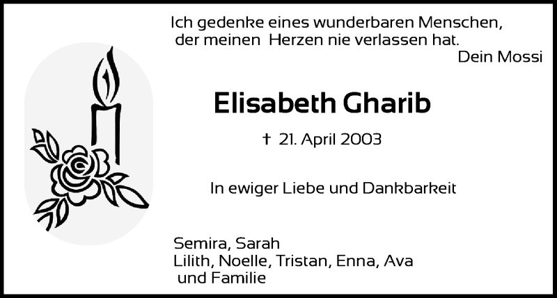  Traueranzeige für Elisabeth Gharib vom 18.07.2023 aus Kölner Stadt-Anzeiger / Kölnische Rundschau / Express