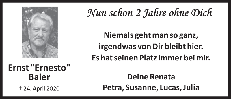  Traueranzeige für Ernst Baier vom 22.04.2022 aus  EXPRESS - Die Woche 