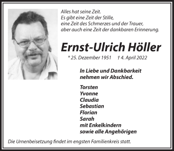 Anzeige von Ernst-Ulrich Höller von  Bergisches Handelsblatt 