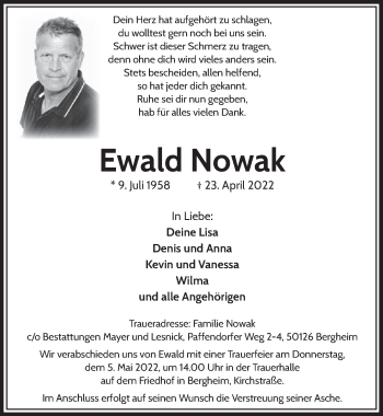Anzeige von Ewald Nowak von  Werbepost 
