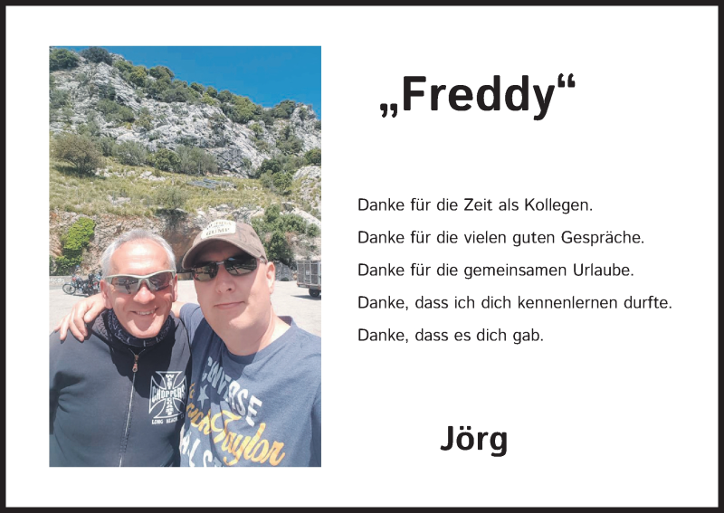  Traueranzeige für Freddy  vom 16.04.2022 aus Kölner Stadt-Anzeiger / Kölnische Rundschau / Express