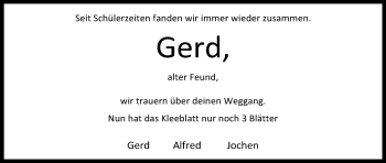 Anzeige von Gerd  von Kölner Stadt-Anzeiger / Kölnische Rundschau / Express