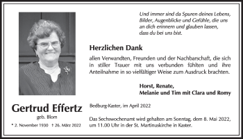 Anzeige von Gertrud Effertz von  Werbepost 