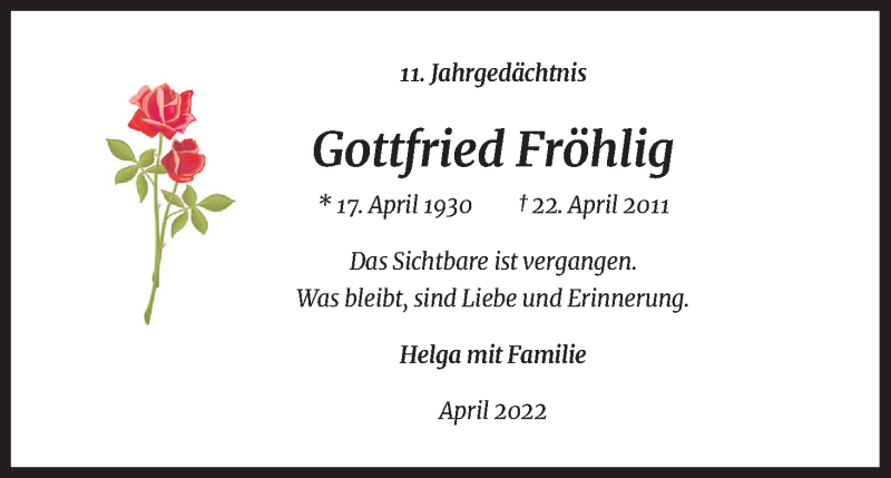  Traueranzeige für Gottfried Fröhlig vom 18.07.2023 aus Kölner Stadt-Anzeiger / Kölnische Rundschau / Express