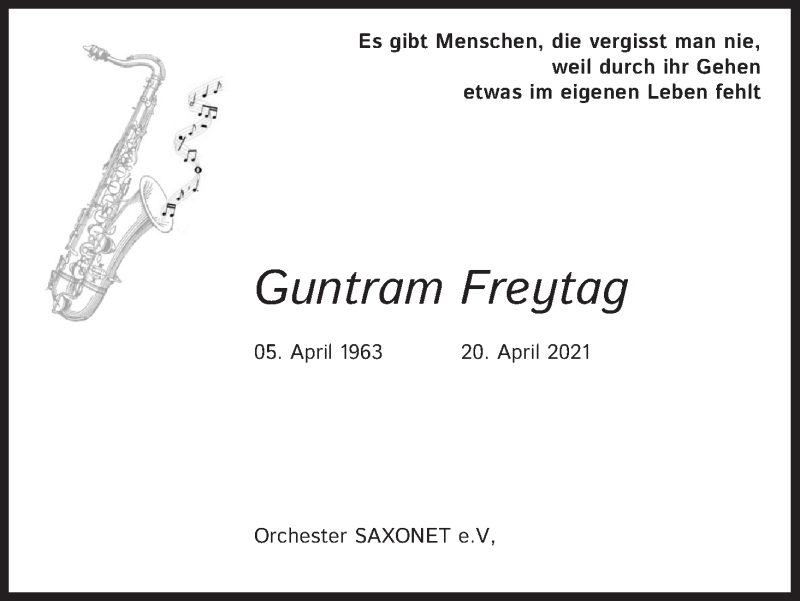  Traueranzeige für Guntram Freytag vom 23.04.2022 aus Kölner Stadt-Anzeiger / Kölnische Rundschau / Express