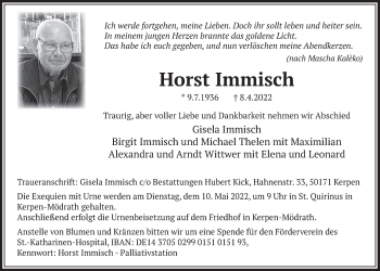 Anzeige von Horst Immisch von  Werbepost 