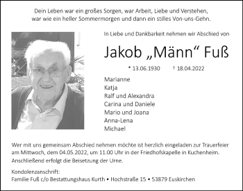 Anzeige von Jakob Fuß von  Blickpunkt Euskirchen 