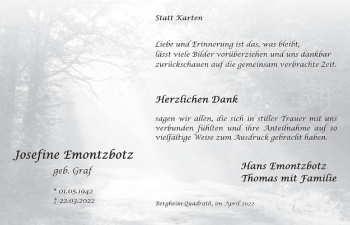 Anzeige von Josefine Emontbotz von  Werbepost 