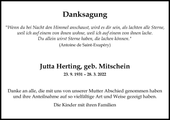 Anzeige von Jutta Herting von Kölner Stadt-Anzeiger / Kölnische Rundschau / Express