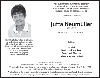 Anzeige von Jutta Neumüller von  Werbepost 