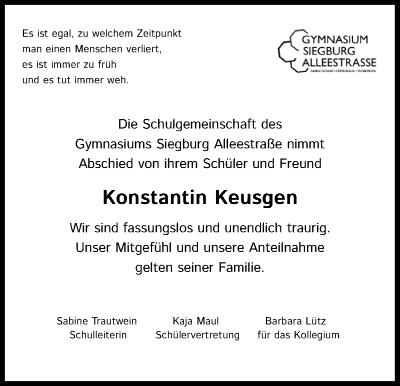  Traueranzeige für Konstantin Keusgen vom 09.04.2022 aus Kölner Stadt-Anzeiger / Kölnische Rundschau / Express