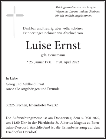 Anzeige von Luise Ernst von  Schaufenster/Blickpunkt 