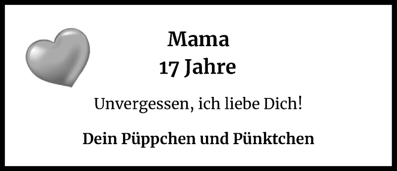  Traueranzeige für Mama  vom 06.04.2022 aus Kölner Stadt-Anzeiger / Kölnische Rundschau / Express