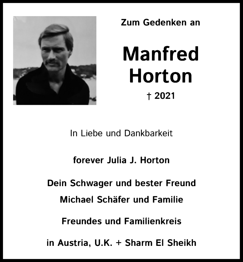  Traueranzeige für Manfred Horton vom 02.04.2022 aus Kölner Stadt-Anzeiger / Kölnische Rundschau / Express