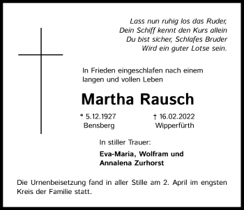 Anzeige von Martha Rausch von Kölner Stadt-Anzeiger / Kölnische Rundschau / Express