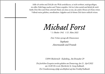 Anzeige von Michael Forst von  Blickpunkt Euskirchen 