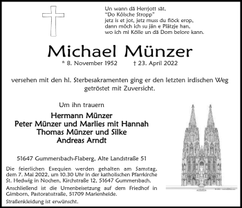 Anzeige von Michael Münzer von  Anzeigen Echo 