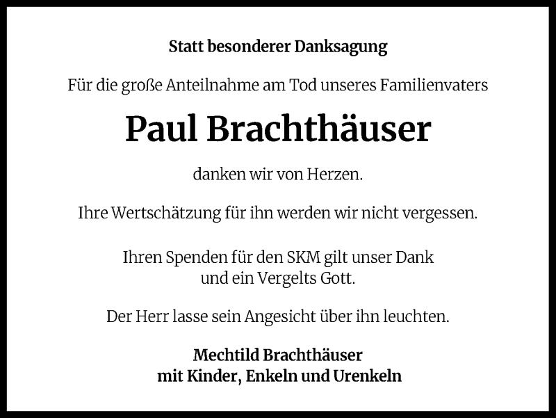  Traueranzeige für Paul Brachthäuser vom 20.04.2022 aus Kölner Stadt-Anzeiger / Kölnische Rundschau / Express