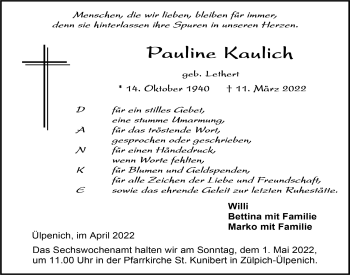 Anzeige von Pauline Kaulich von  Blickpunkt Euskirchen 
