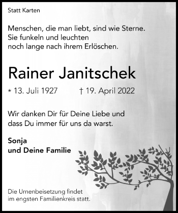 Anzeige von Rainer Janitschek von  Bergisches Handelsblatt 