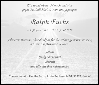 Anzeige von Ralph Fuchs von Kölner Stadt-Anzeiger / Kölnische Rundschau / Express
