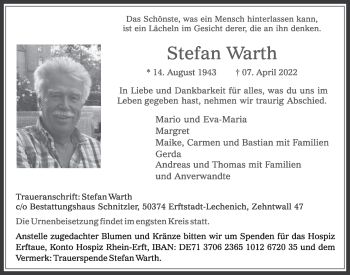 Anzeige von Stefan Warth von  Werbepost 