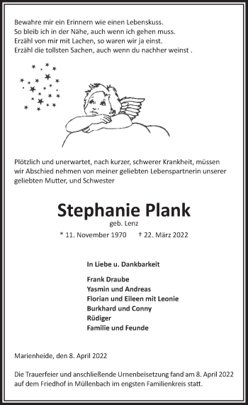 Anzeige von Stephanie Plank von  Anzeigen Echo 