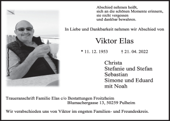Anzeige von Viktor Elas von  Wochenende 