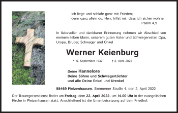 Anzeige von Werner Keienburg von Kölner Stadt-Anzeiger / Kölnische Rundschau / Express