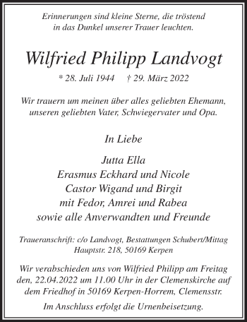 Anzeige von Wilfried Philipp Landvogt von  Werbepost 