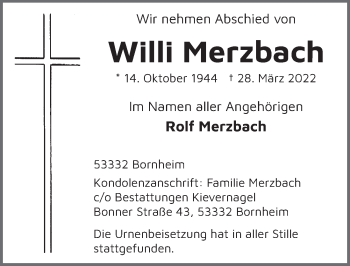 Anzeige von Willi Merzbach von  Schaufenster/Blickpunkt 