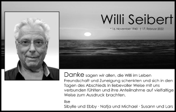 Anzeige von Willi Seibert von Kölner Stadt-Anzeiger / Kölnische Rundschau / Express