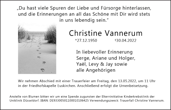 Anzeige von Christine Vannerum von  Blickpunkt Euskirchen 