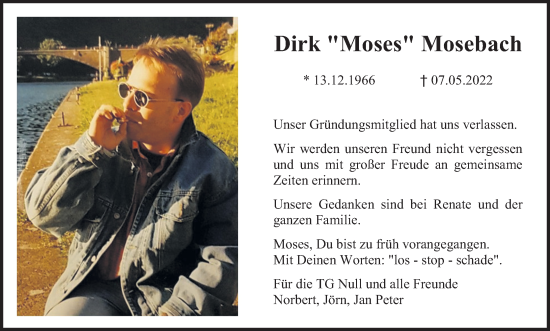 Anzeige von Dirk  Mosebach von Kölner Stadt-Anzeiger / Kölnische Rundschau / Express