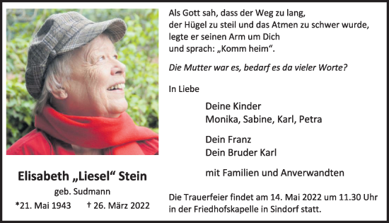 Anzeige von Elisabeth Stein von  Werbepost 