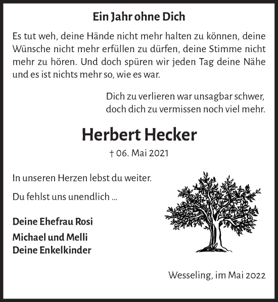 Anzeige von Herbert Hecker von  Schlossbote/Werbekurier 