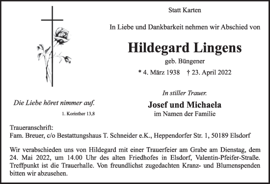 Anzeige von Hildegard Lingens von  Werbepost 