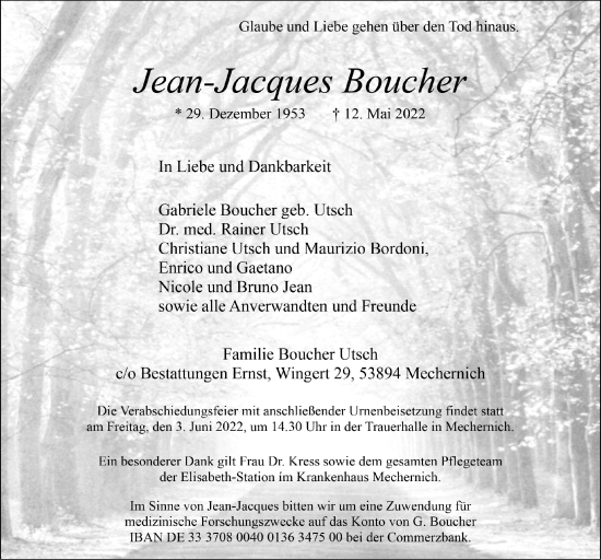 Anzeige von Jean-Jacques Boucher von  Blickpunkt Euskirchen 