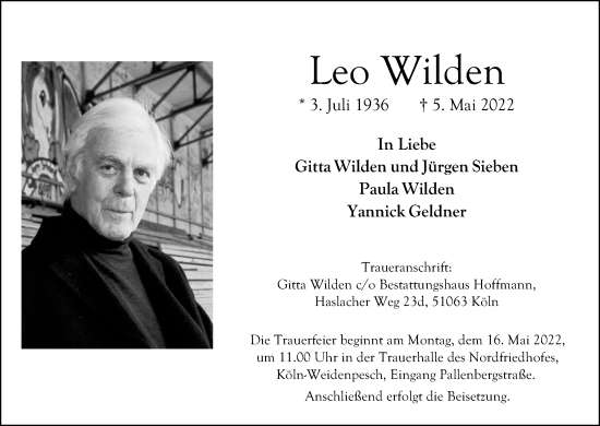 Anzeige von Leo Wilden von Kölner Stadt-Anzeiger / Kölnische Rundschau / Express