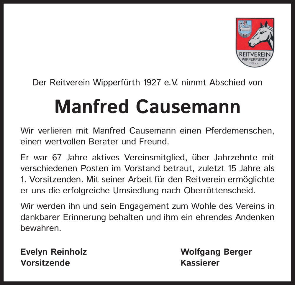  Traueranzeige für Manfred Causemann vom 21.05.2022 aus Kölner Stadt-Anzeiger / Kölnische Rundschau / Express