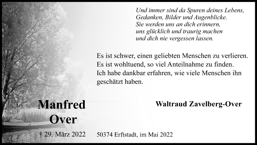  Traueranzeige für Manfred Over vom 18.07.2023 aus Kölner Stadt-Anzeiger / Kölnische Rundschau / Express