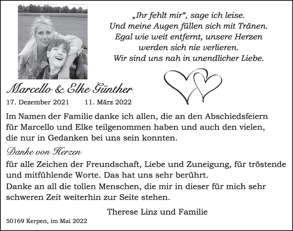  Traueranzeige für Marcello Günther vom 27.05.2022 aus  Werbepost 