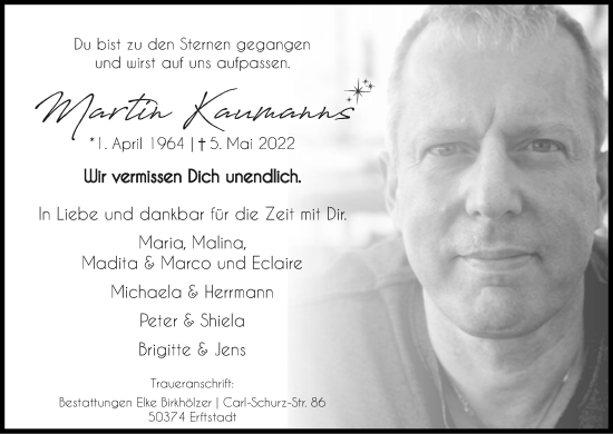 Anzeige von Martin Kaumanns von Kölner Stadt-Anzeiger / Kölnische Rundschau / Express